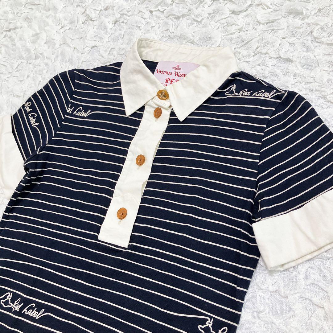 ヴィヴィアンウエストウッド　ボーダーポロシャツワンピース　オーブボタン