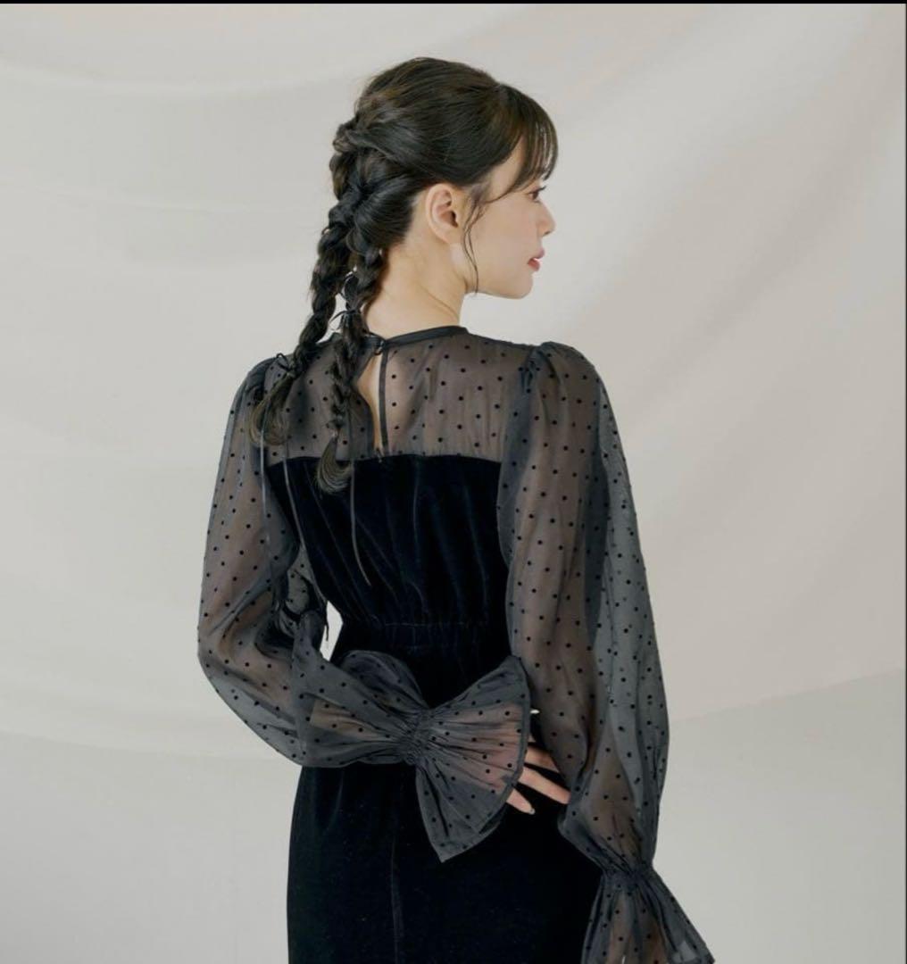 chico オケージョンドレス　リボン　ベロア