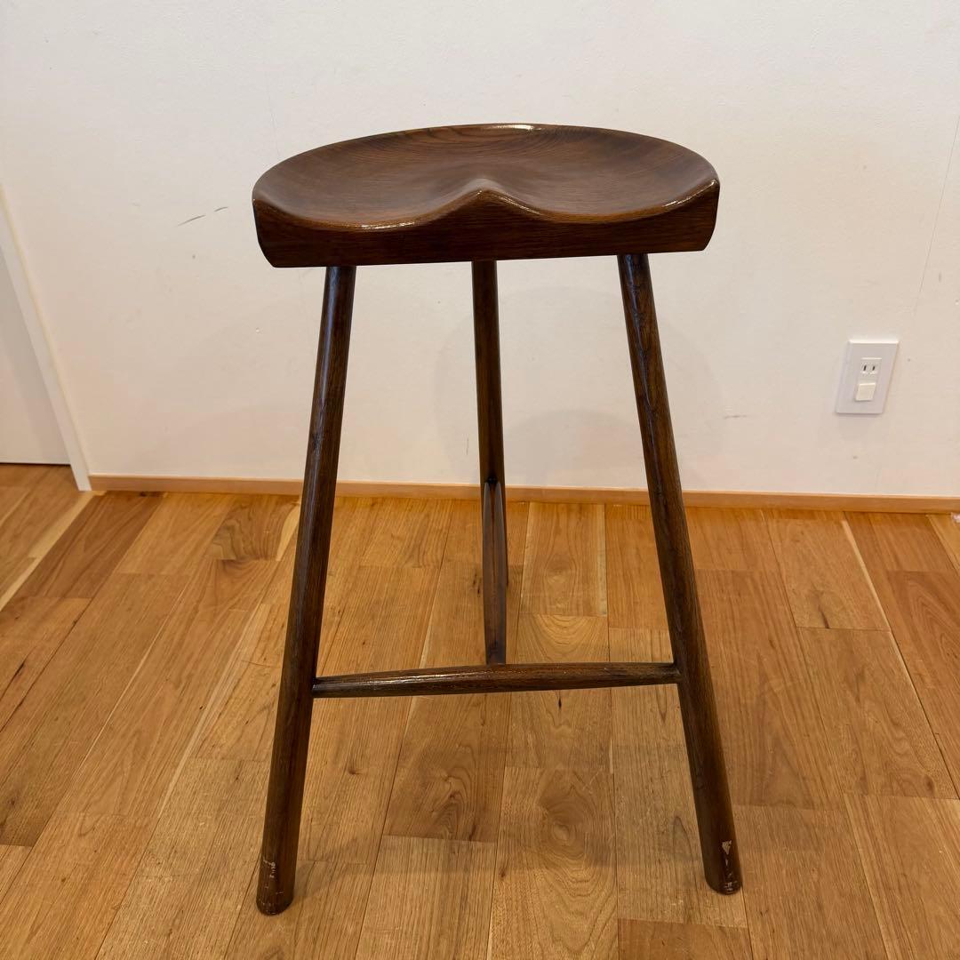 ハイスツール カウンターチェア 木製スツール ダークブラウン 英国 オーク
