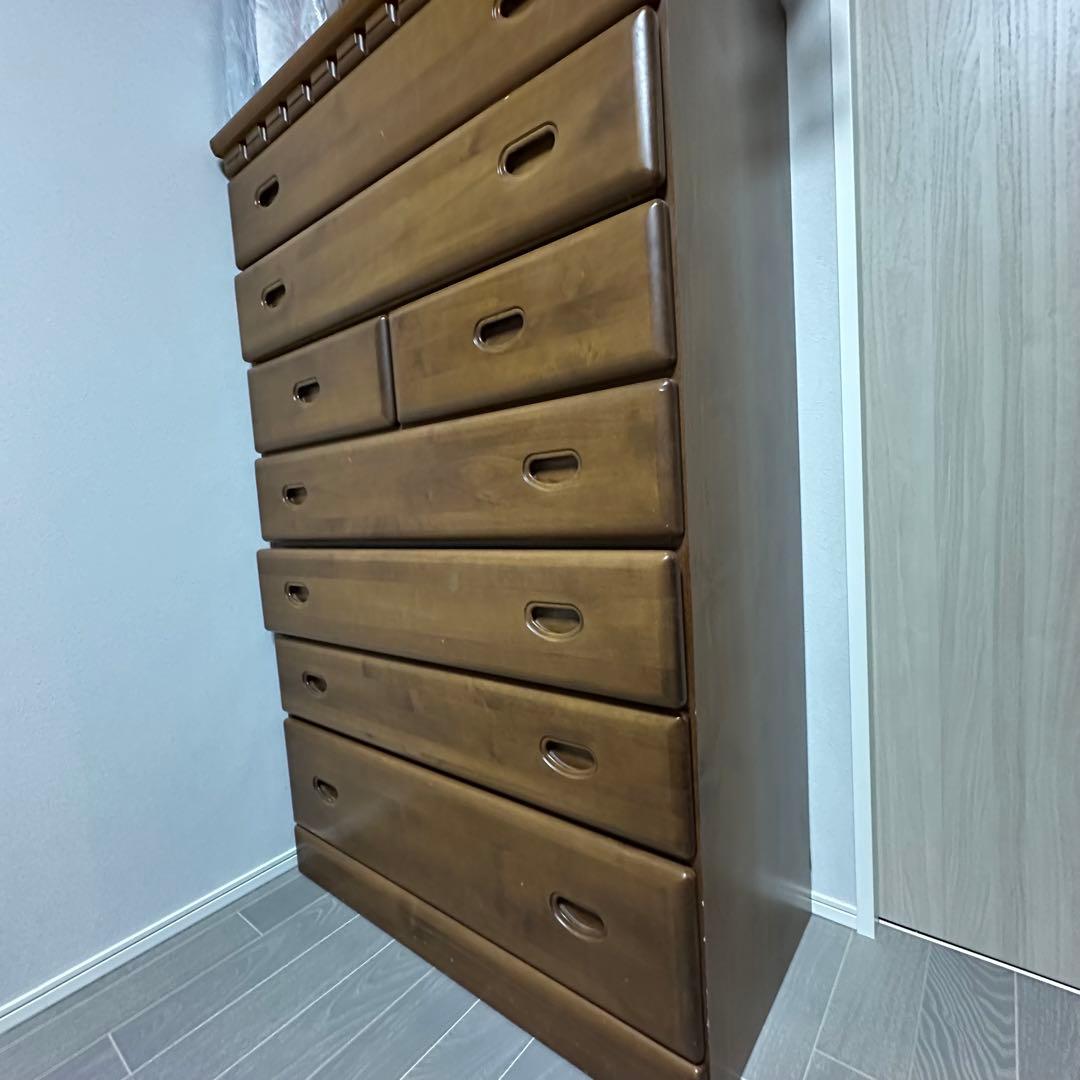 ブラウン木製チェスト 8引き出し