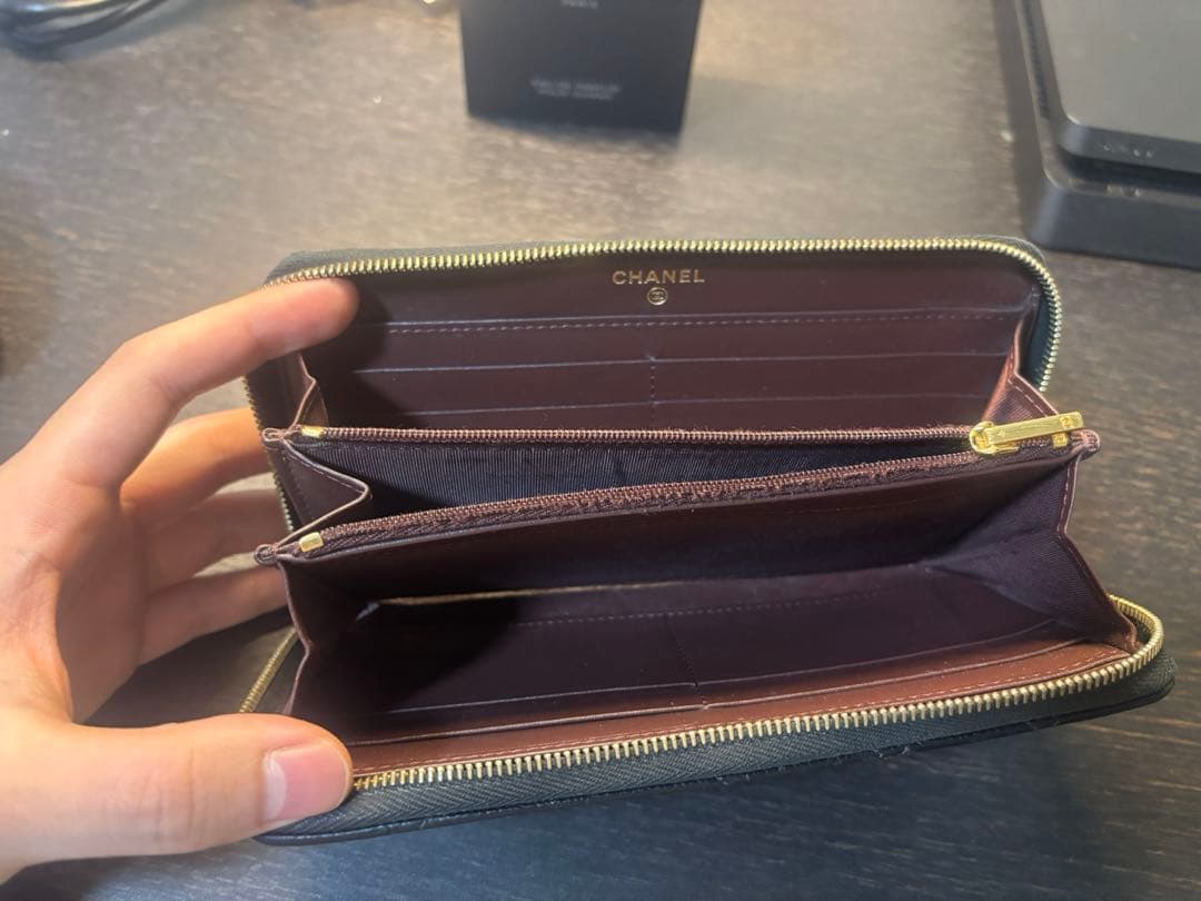 CHANEL シャネル　キャビアスキン　長財布　マトラッセ　正規品