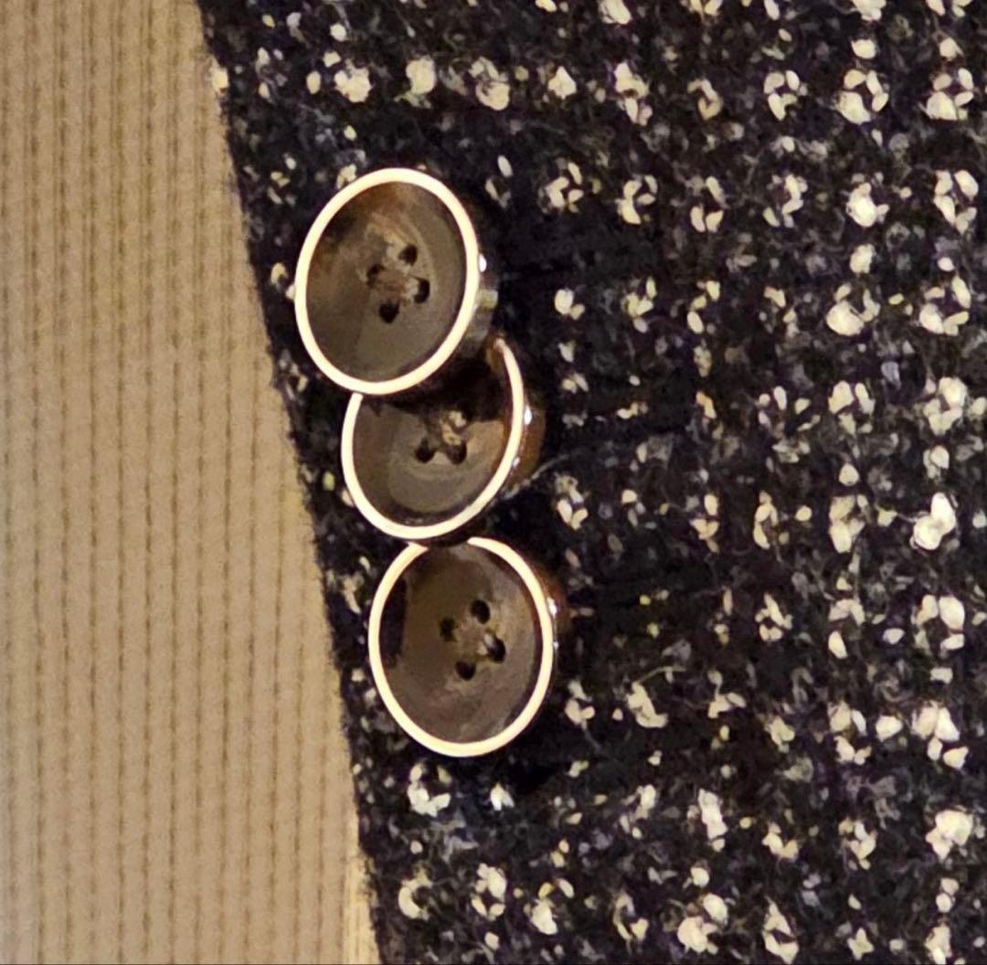 【美品】canonico tweedダブルブレストジャケット 濃紺×グレー