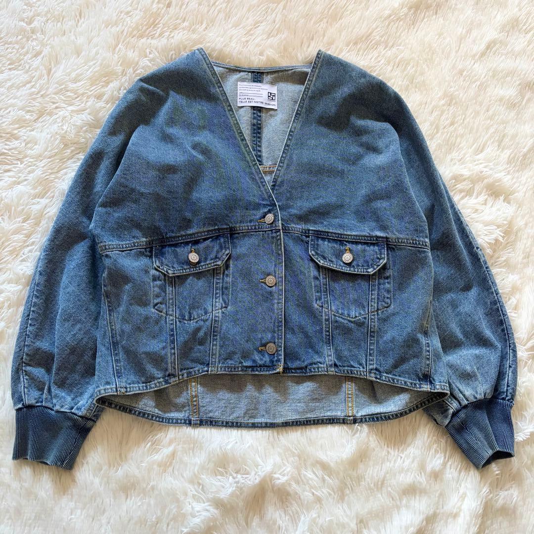 パシオーネ　カフネ デニムジャケット ノーカラー