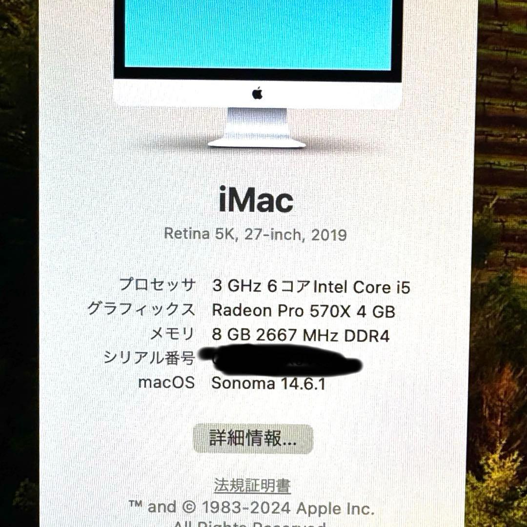 iMac (5K, 27-inch, 2019) Core i5 メモリ8GB