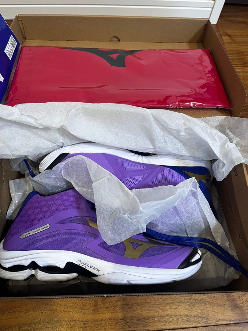 ミドルカットバレーボールシューズ　ブライトパープル/ゴールド　25.5㎝