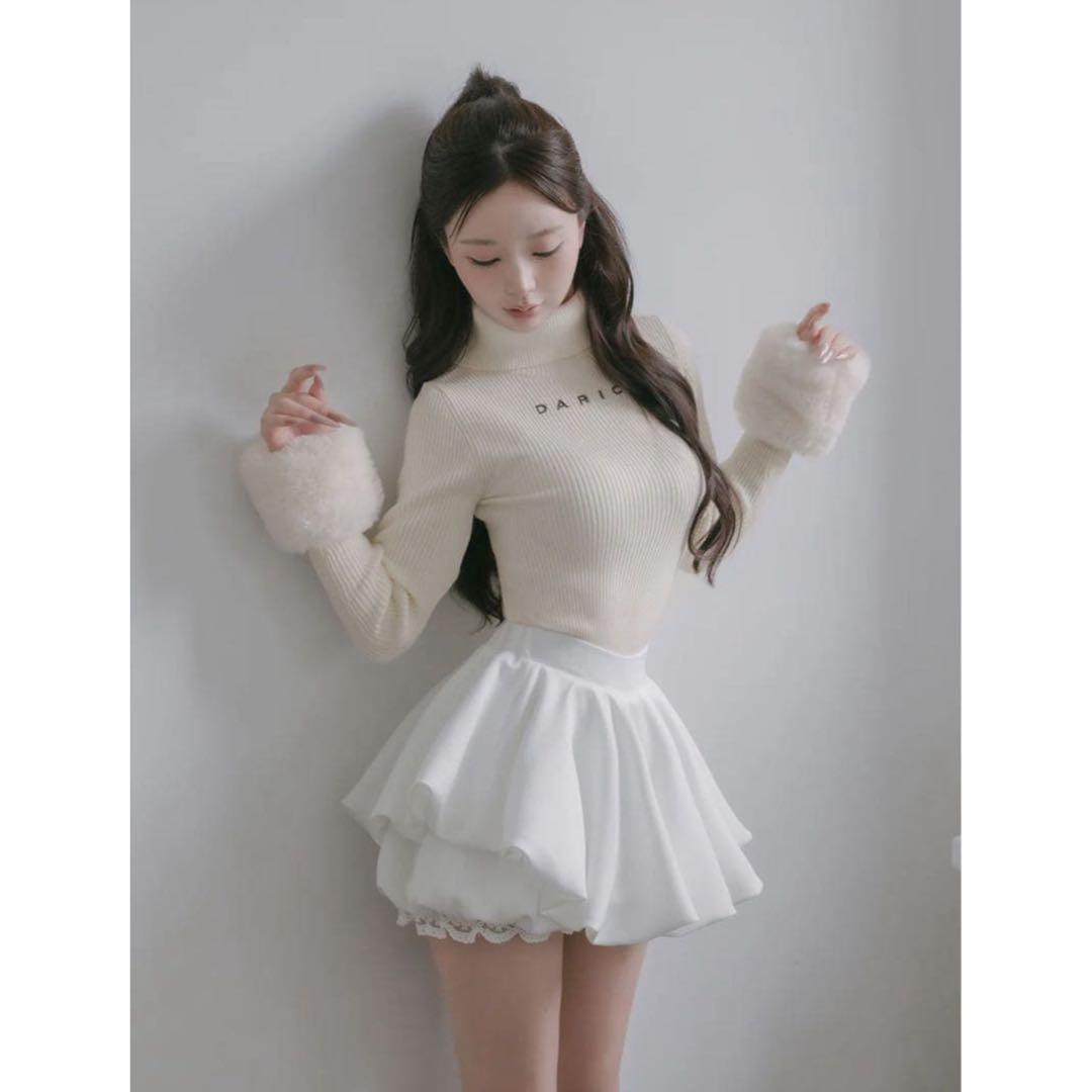 【新品・未開封】Darich ボリュームバルーンミニスカート　(WHT・FL)