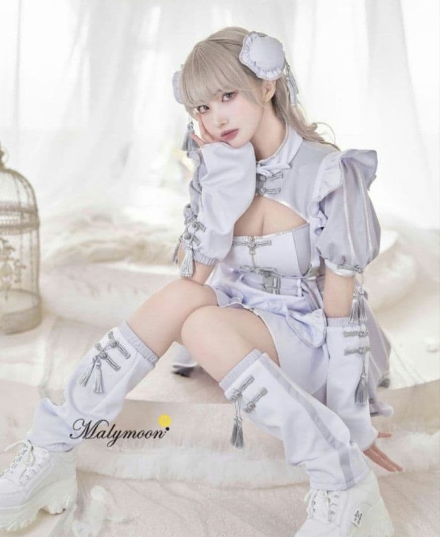 天使界隈　マリームーン コスプレ　グレー チャイナ メイド