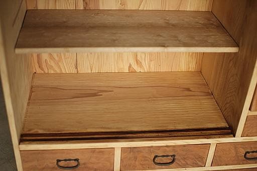 古い木枠のガラス戸棚　木製引き出し6杯　食器棚　本棚　キャビネット　古家具