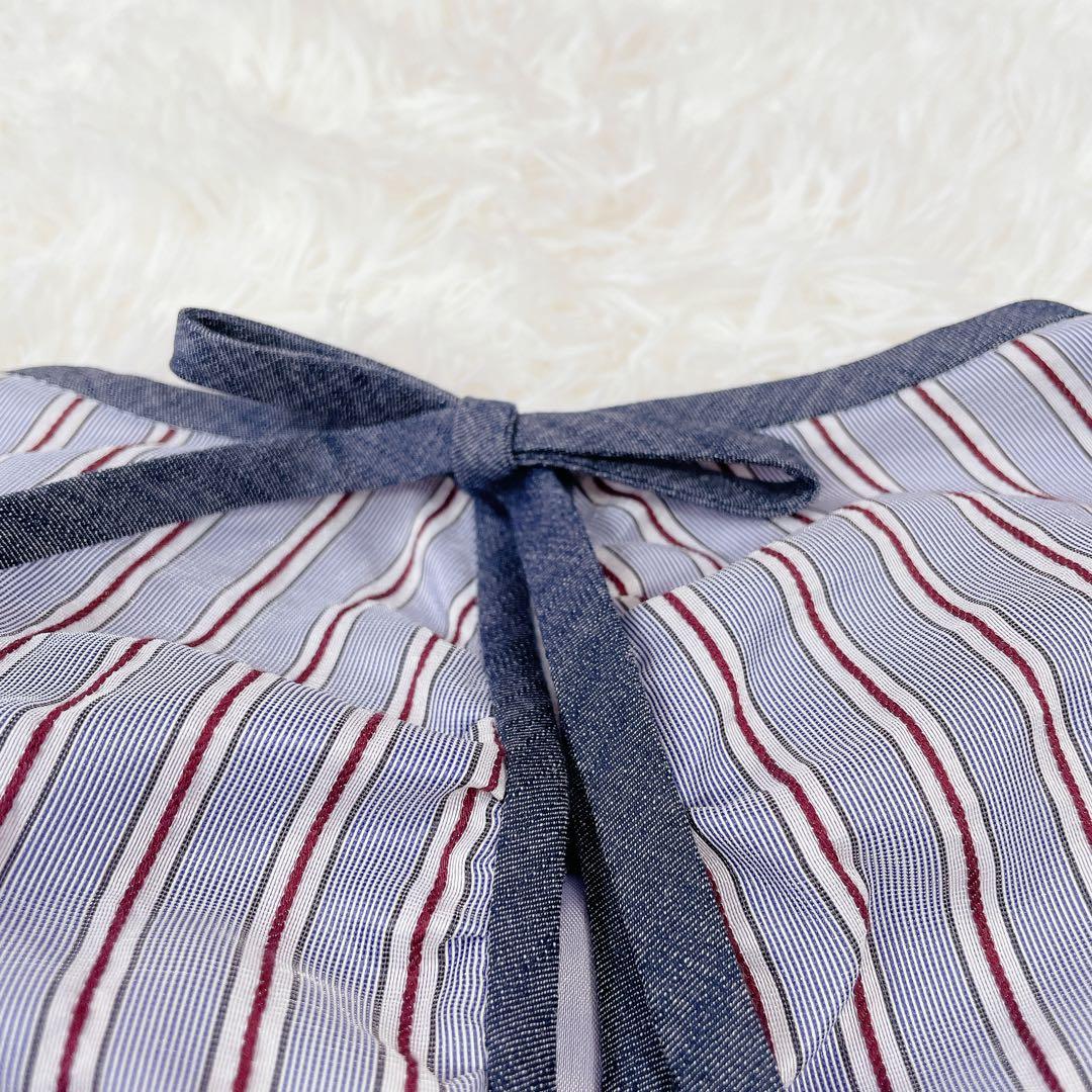 極美品　エムズグレイシー　デニム切替　ストライプ　ノースリーブワンピース　現行