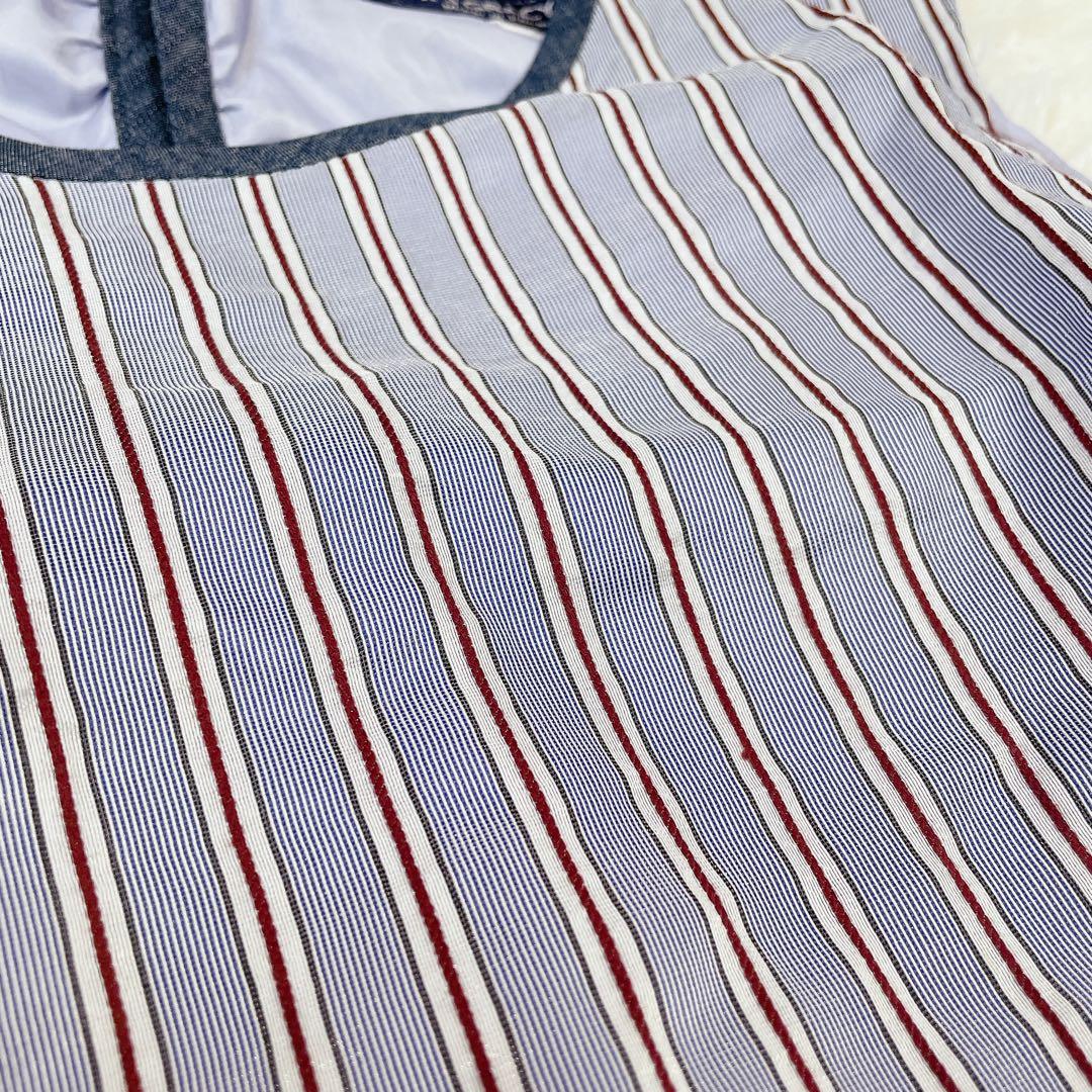 極美品　エムズグレイシー　デニム切替　ストライプ　ノースリーブワンピース　現行