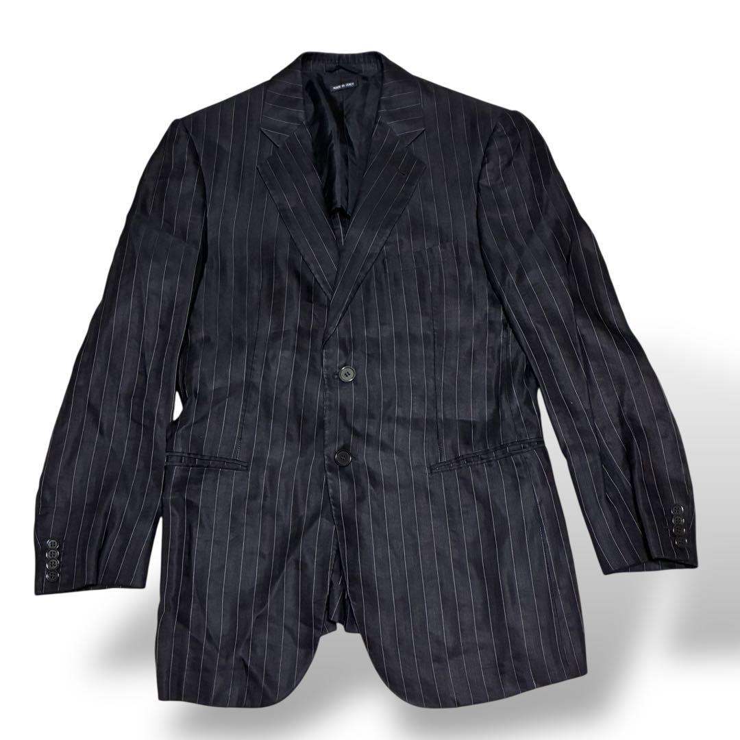 希少　ジョルジオアルマーニ　黒タグ　セットアップスーツ　ブラック　ストライプ