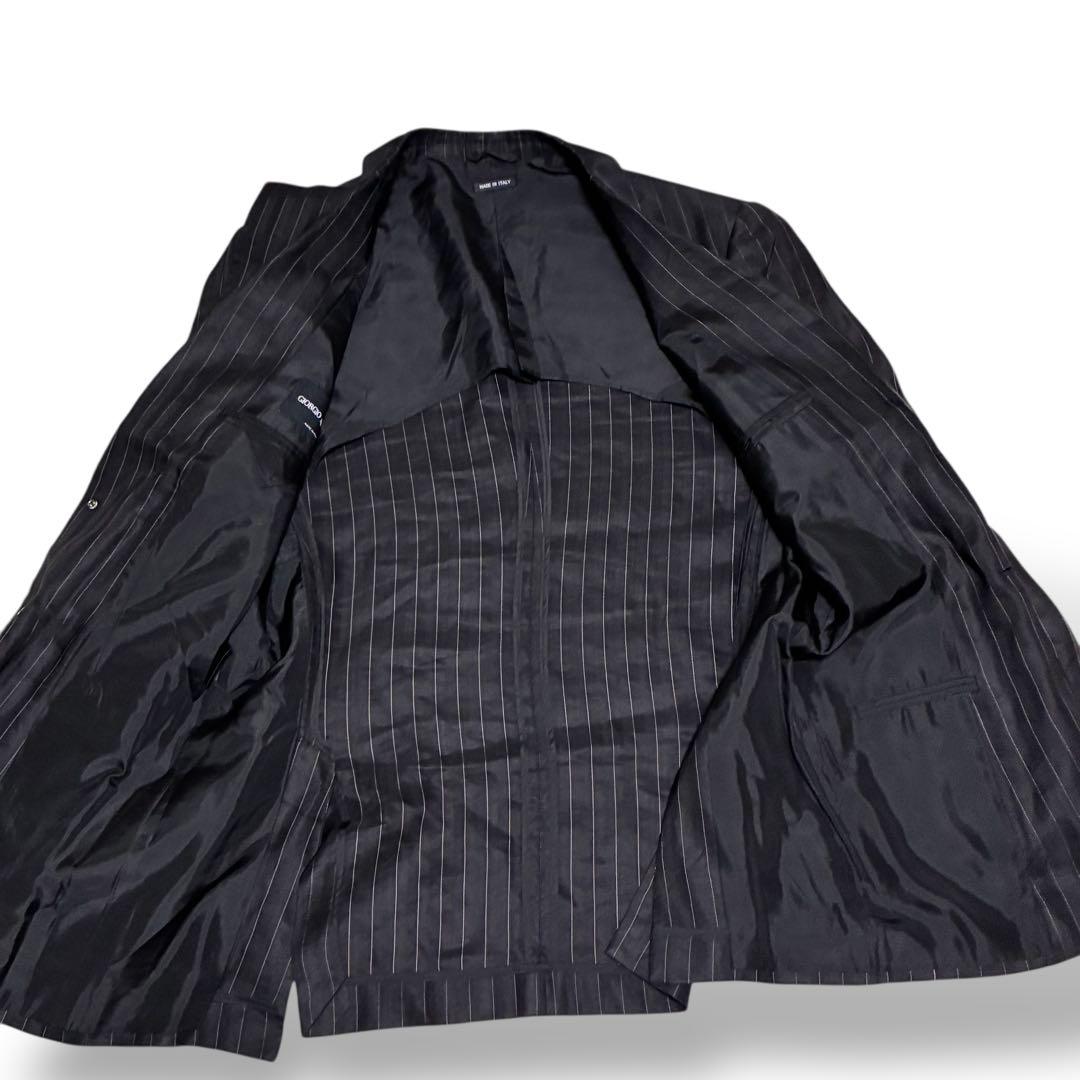 希少　ジョルジオアルマーニ　黒タグ　セットアップスーツ　ブラック　ストライプ