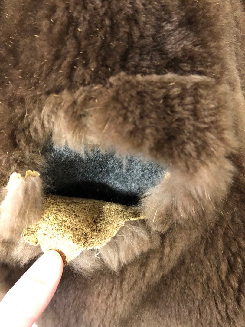 訳あり MaxMara マックスマーラ 黒と茶色のファーコート ロング M