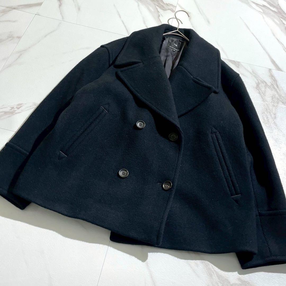 22AW✨ 23区 ヘリンボーンショートピーコート ネイビー ウール 完売品