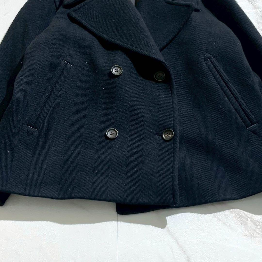 22AW✨ 23区 ヘリンボーンショートピーコート ネイビー ウール 完売品