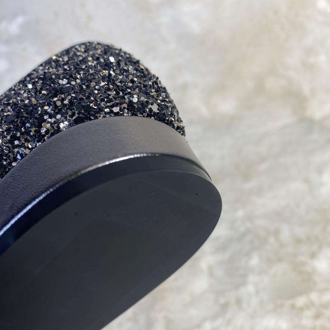 サルヴァトーレフェラガモ　フラット　グリッター ラメ　シルバー　ブラック　24