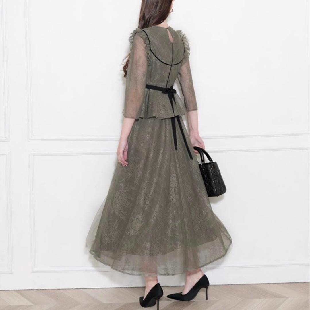 Leja 総レース花柄 ロングワンピースドレス 結婚式 パーティードレス