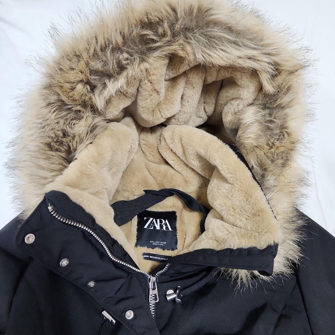 ZARA モッズコート ボア ブラック ファー付きLサイズ コメント必見