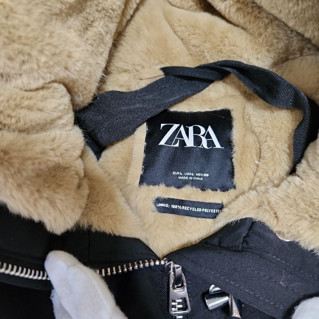 ZARA モッズコート ボア ブラック ファー付きLサイズ コメント必見