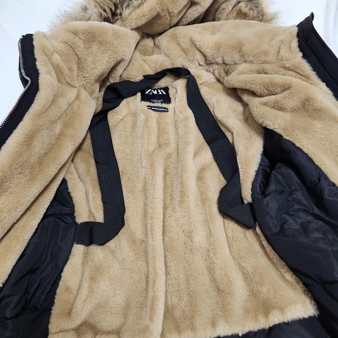 ZARA モッズコート ボア ブラック ファー付きLサイズ コメント必見
