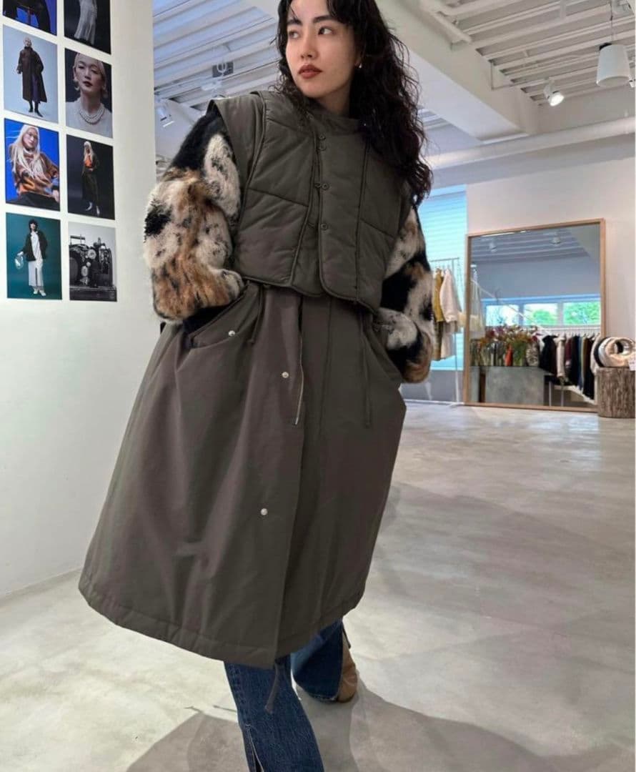 ameri MANY WAY QUILT MODS COATモッズコートSサイズ