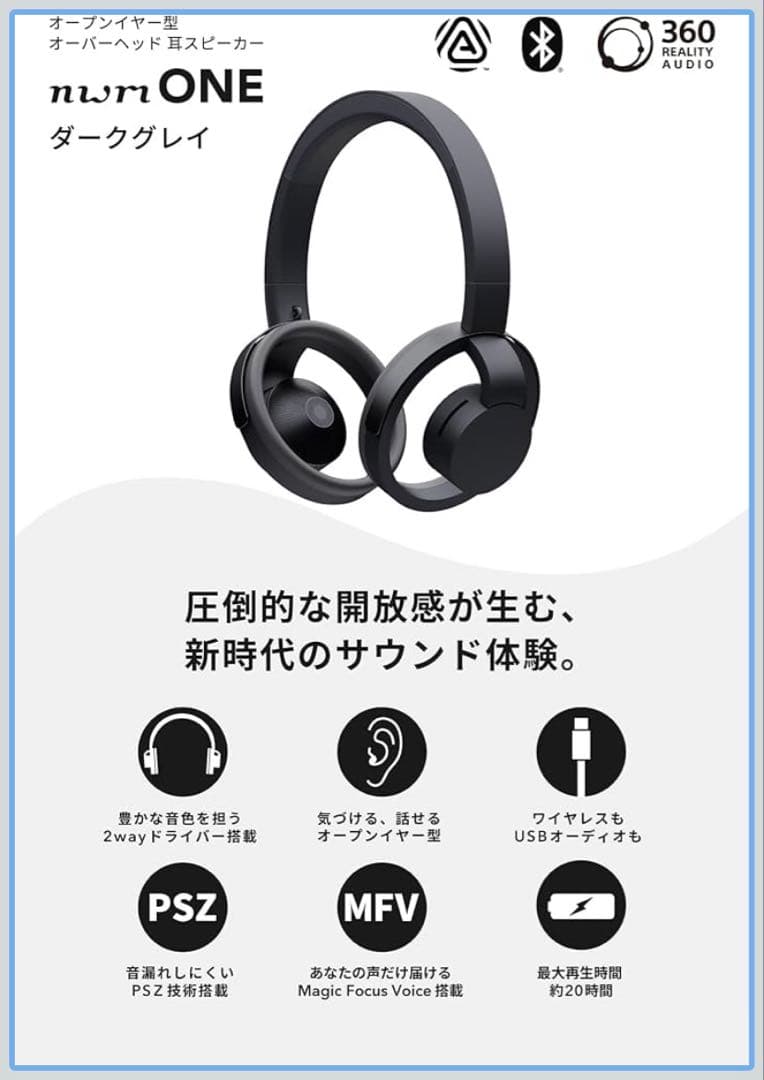 【新品未開封】nwm Oneワイヤレス ヘッドホンダークグレー MBH001