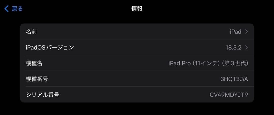 iPad Pro 11インチ第3世代(M1) Wi-Fi 128GB