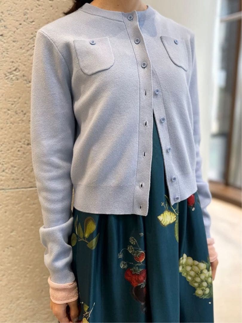 キャバン CABaN コットンカシミヤ クルーネックカーディガン ライトブルー