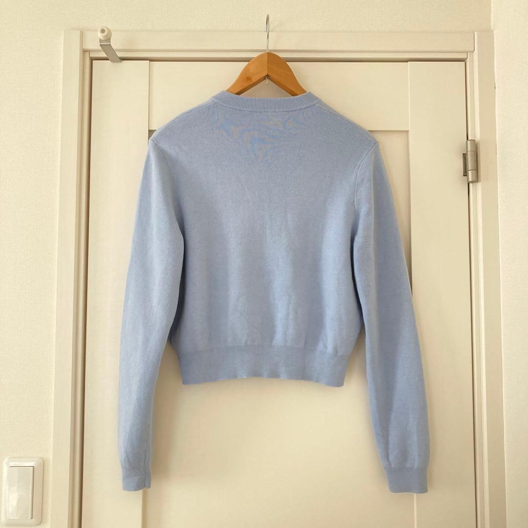キャバン CABaN コットンカシミヤ クルーネックカーディガン ライトブルー