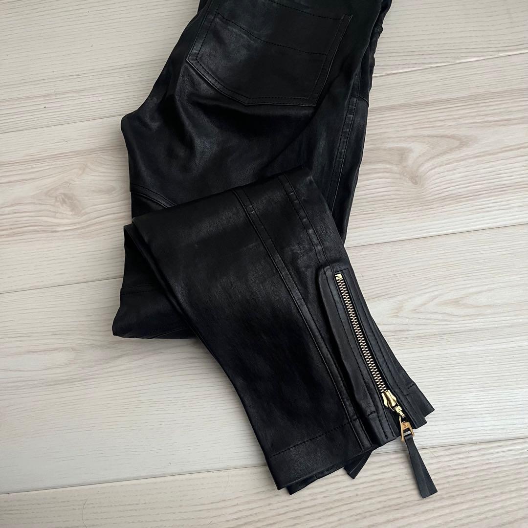 【希少✨最高級】ルイヴィトン　ラムレザー　パンツ　LVエンポスロゴ　黒　36