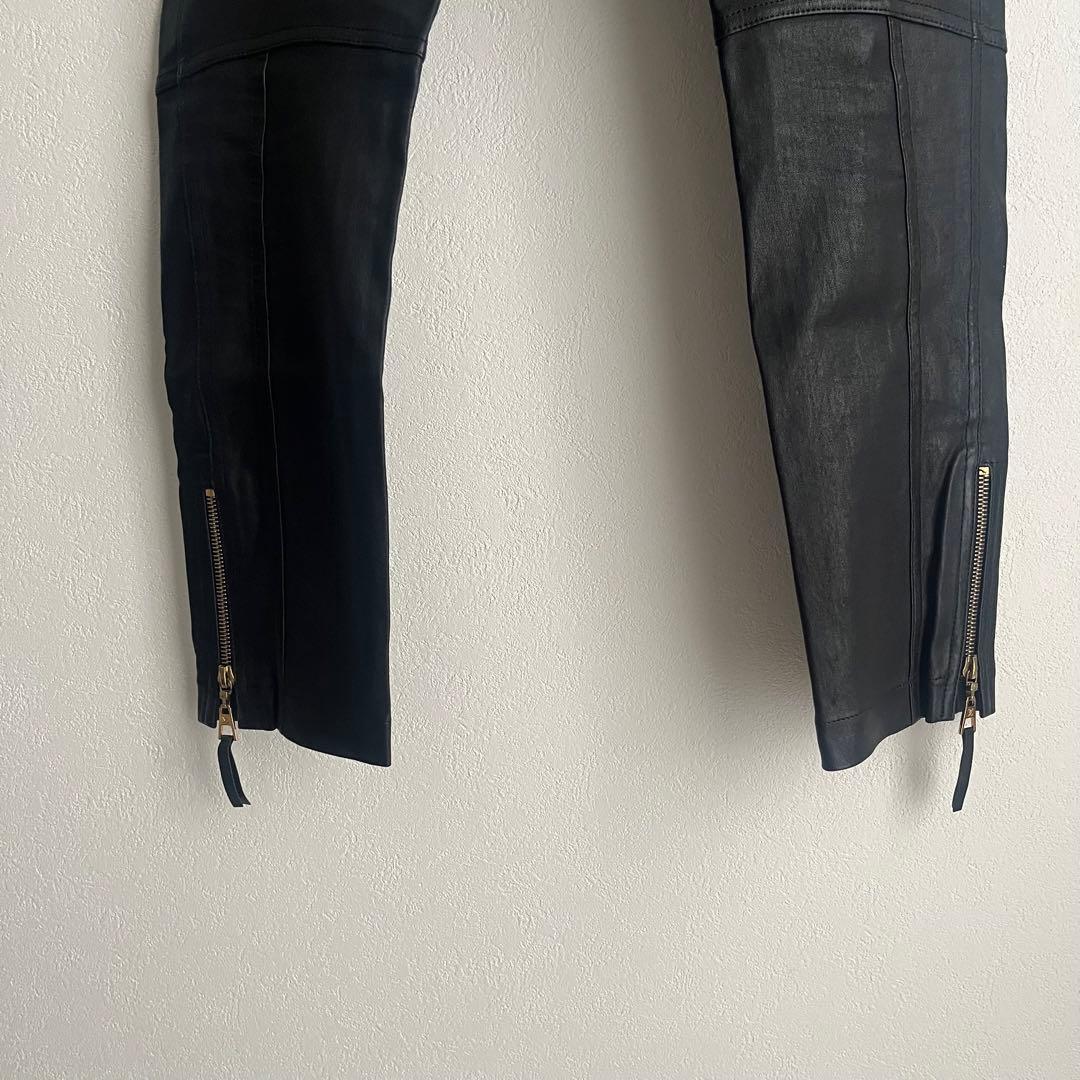 【希少✨最高級】ルイヴィトン　ラムレザー　パンツ　LVエンポスロゴ　黒　36