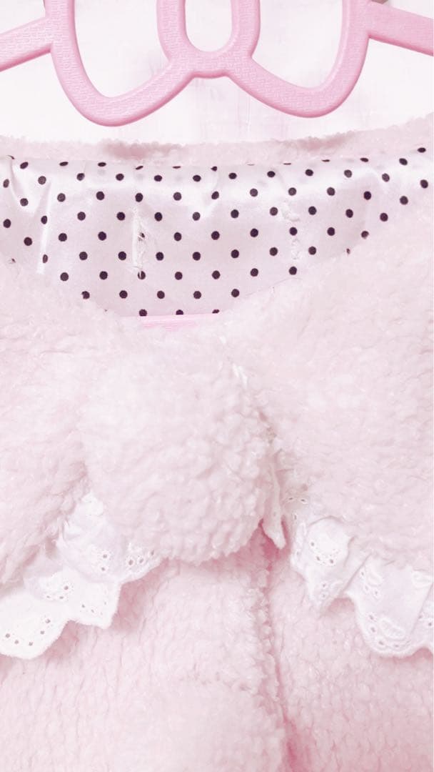 pium フリルカラーショートボアコート ピンク