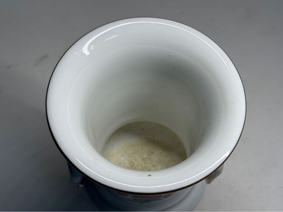 マイセン 金彩花紋様 白地 装飾花瓶 両持ち取手 フラワーベース