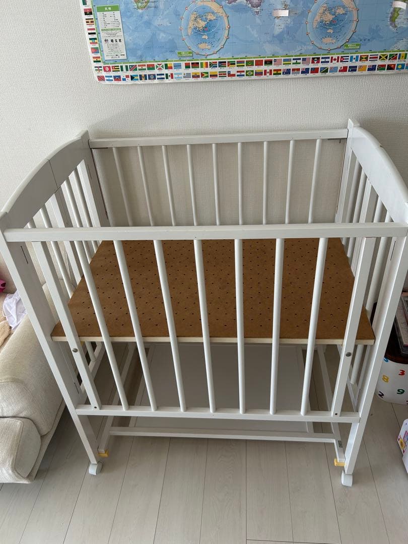 石崎家具 折りたたみベビーベッド ワンタッチハイベッド プチ スリーピー 白