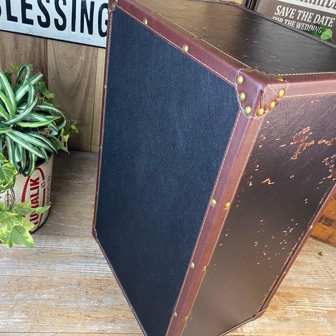 訳あり品！【108】アンティークビンテージ調レザートランクチェスト四段タンス収納