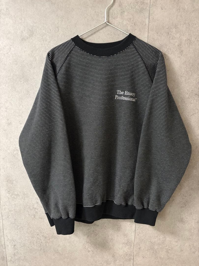 エンノイ　ボーダークルーネックスウェット