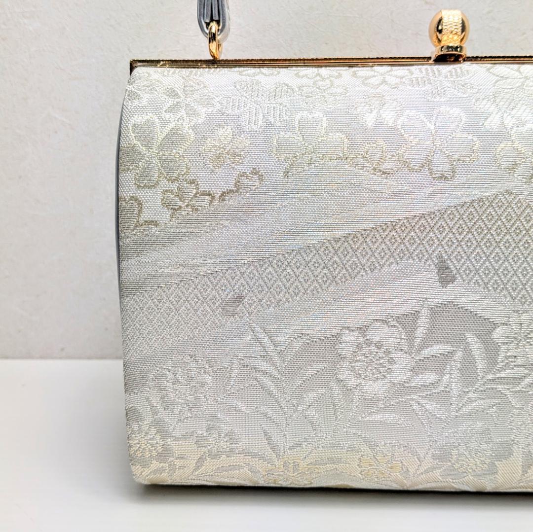 草履バッグセット フォーマル 帯地 シルバー S〜3Lサイズ u777