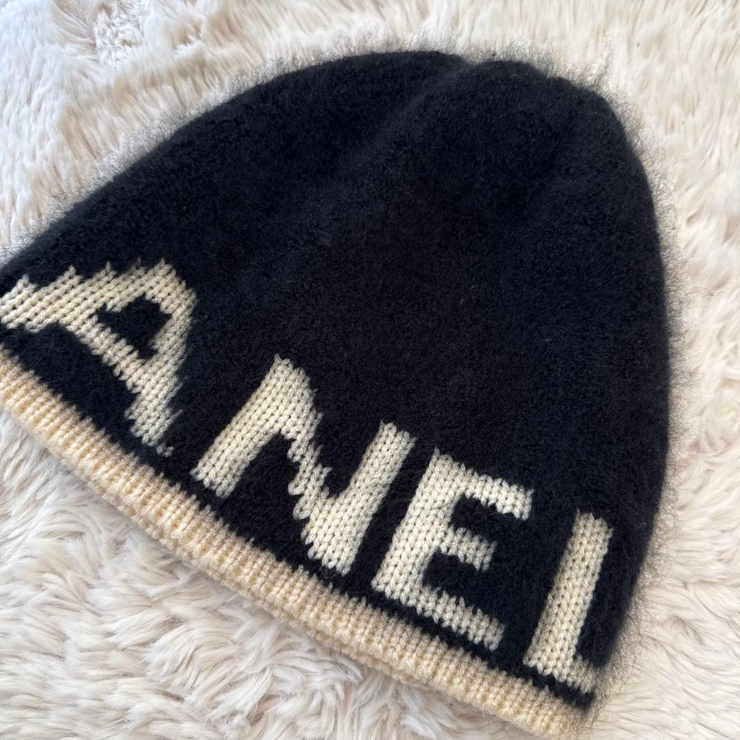 CHANEL ロゴニット帽 カシミヤ混合