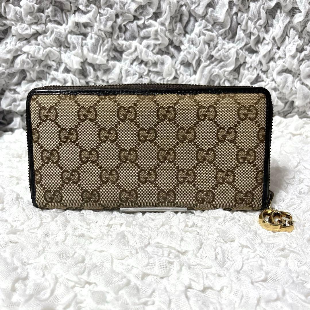 希少✨GUCCI GGキャンバス 長財布　ラウンドファスナー　マーモント