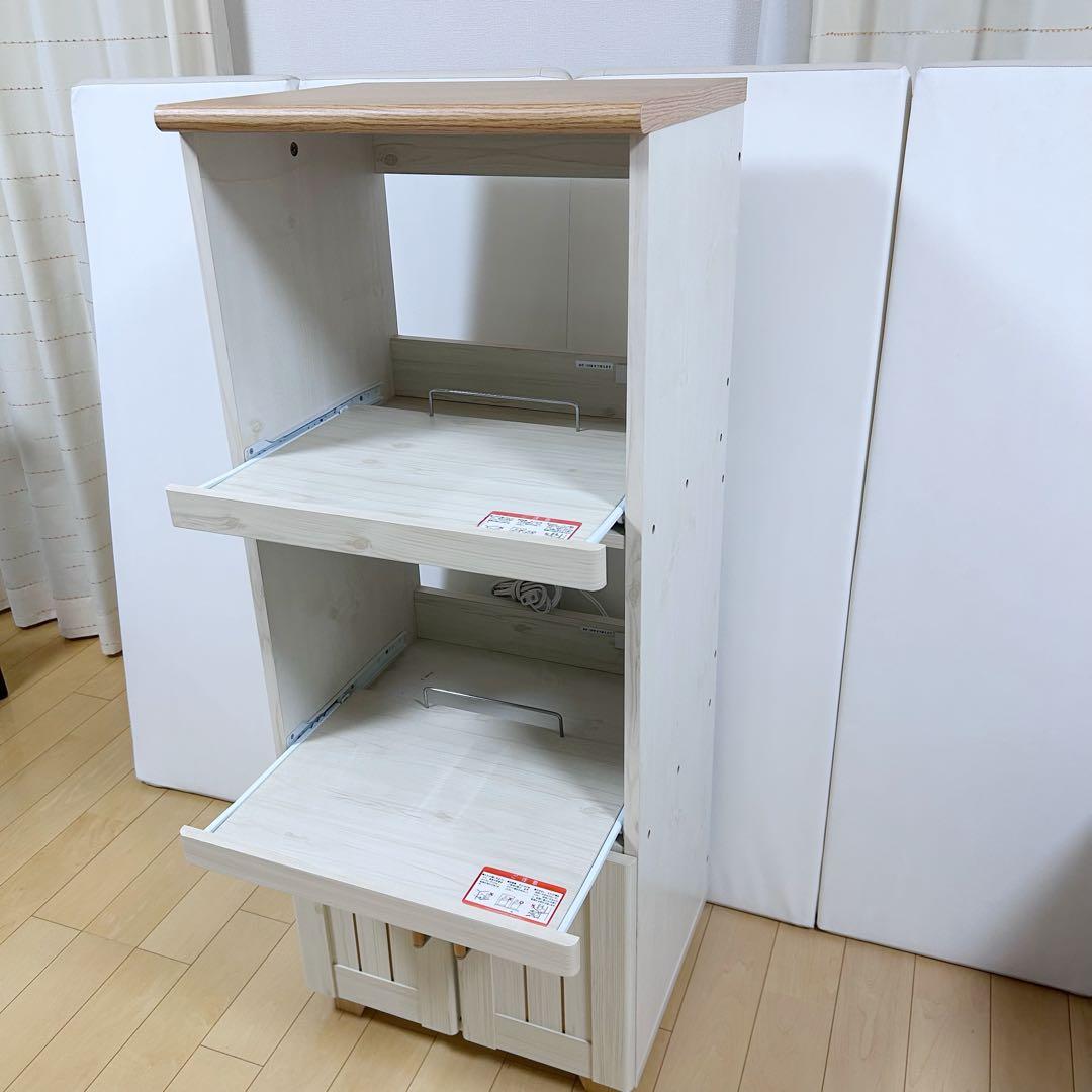 スリムレンジ台　レール引き出し2 北欧　山善　カレルRG レンジラックW48cm