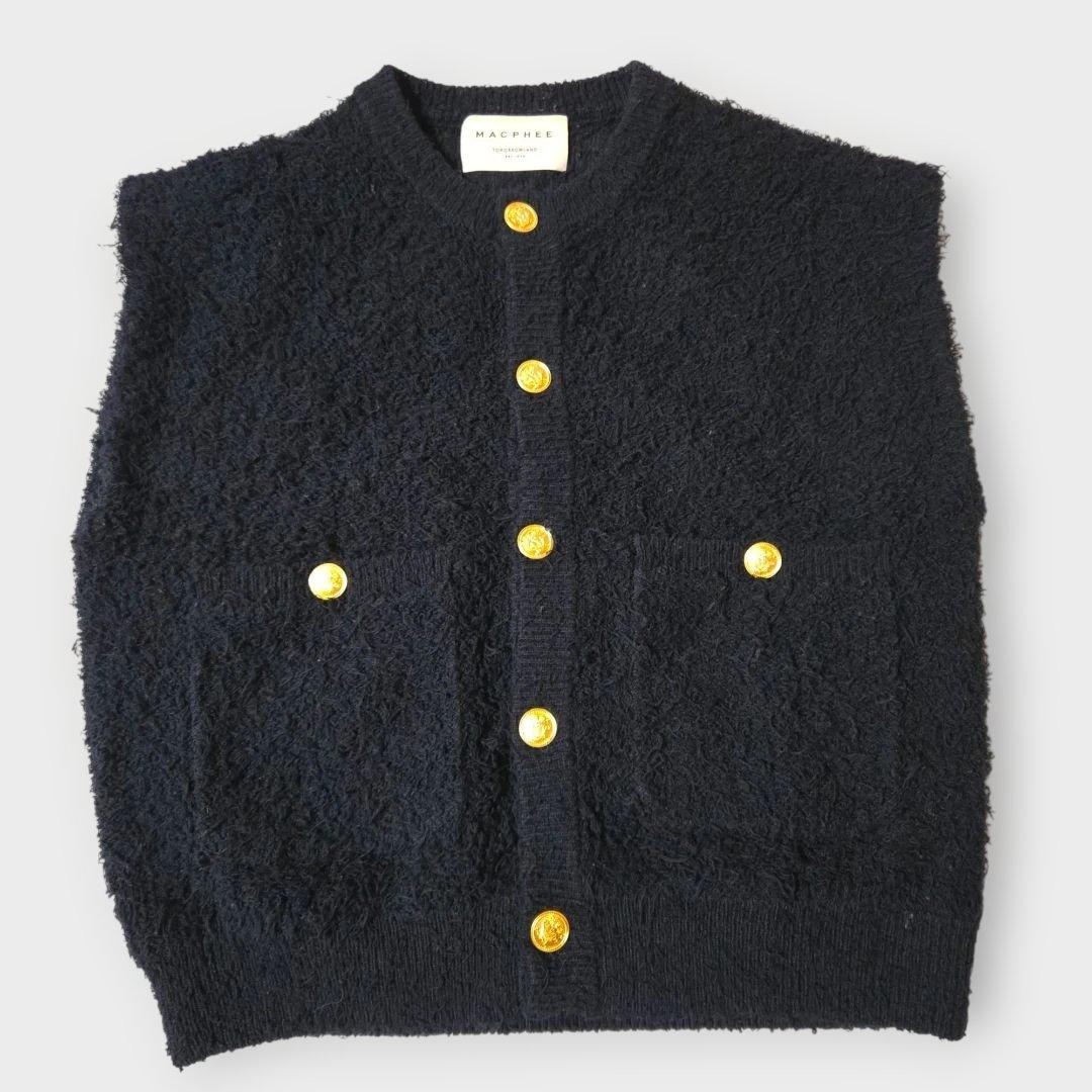 MACPHEE 23SS ツイーディーラッフル クルーネックジレ