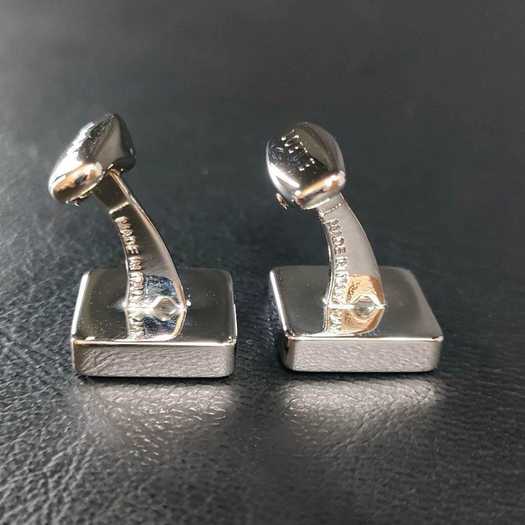 【美品】LOEWE　ロエベ　カフス　ブルー　ネイビー　シルバー　スクエア　ロゴ