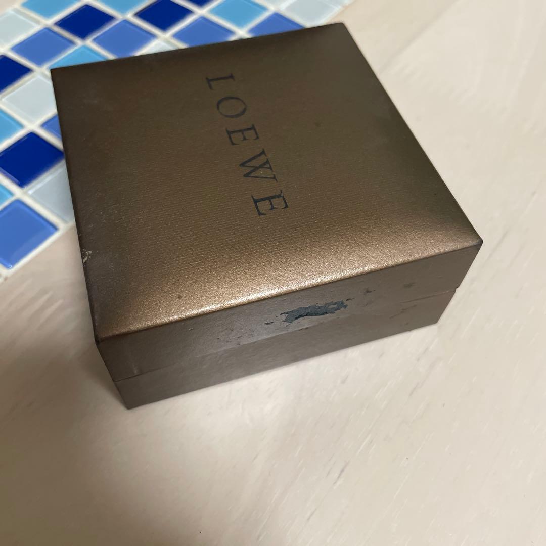 【美品】LOEWE　ロエベ　カフス　ブルー　ネイビー　シルバー　スクエア　ロゴ