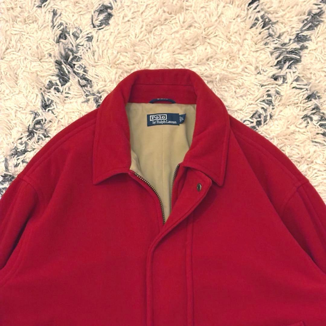 90s Polo Ralph Lauren ステンカラーコート　赤　ウール