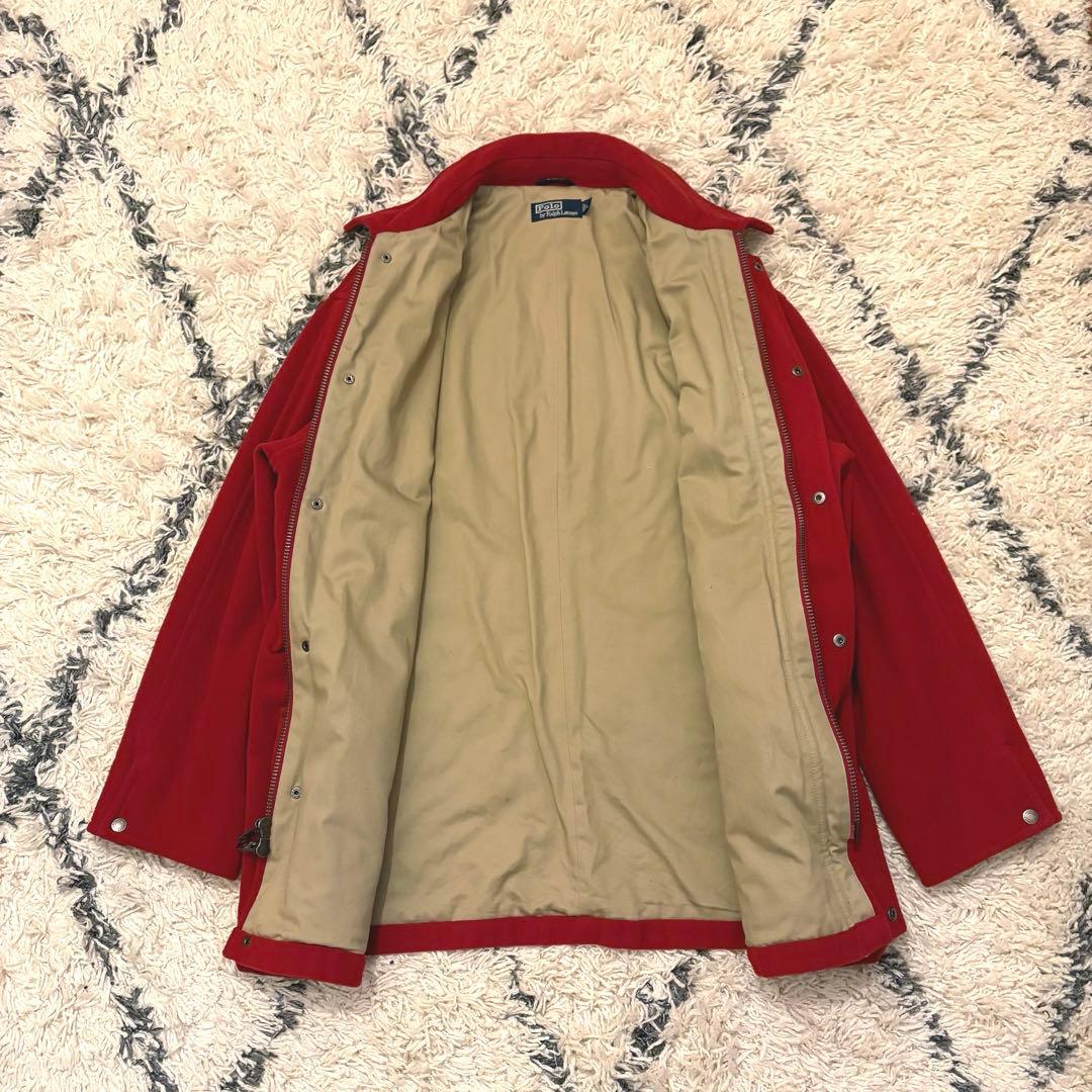 90s Polo Ralph Lauren ステンカラーコート　赤　ウール