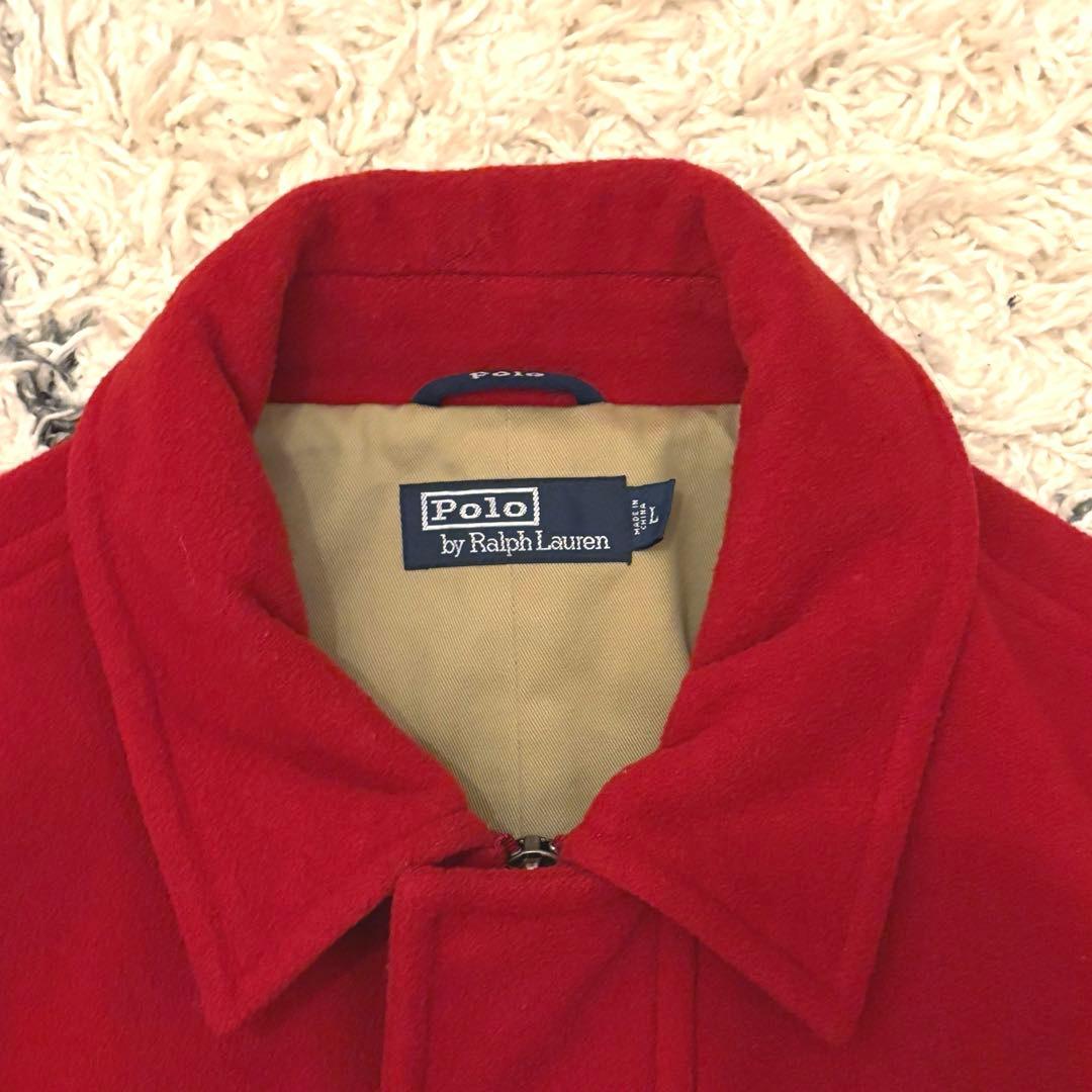 90s Polo Ralph Lauren ステンカラーコート　赤　ウール