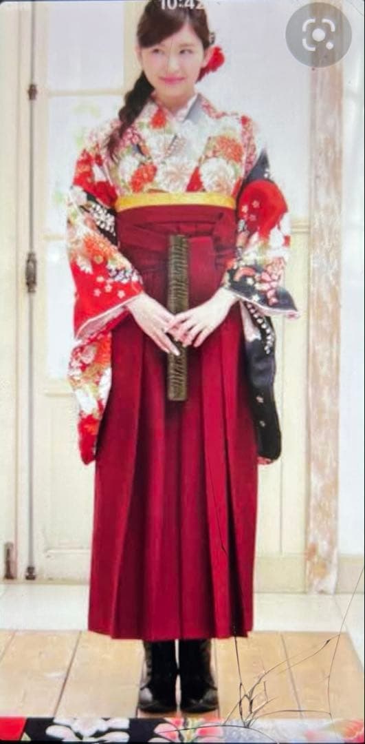 着物 袴 下帯 襦袢 4点セット２尺袖 牡丹桜藤 古典柄 吉祥文様