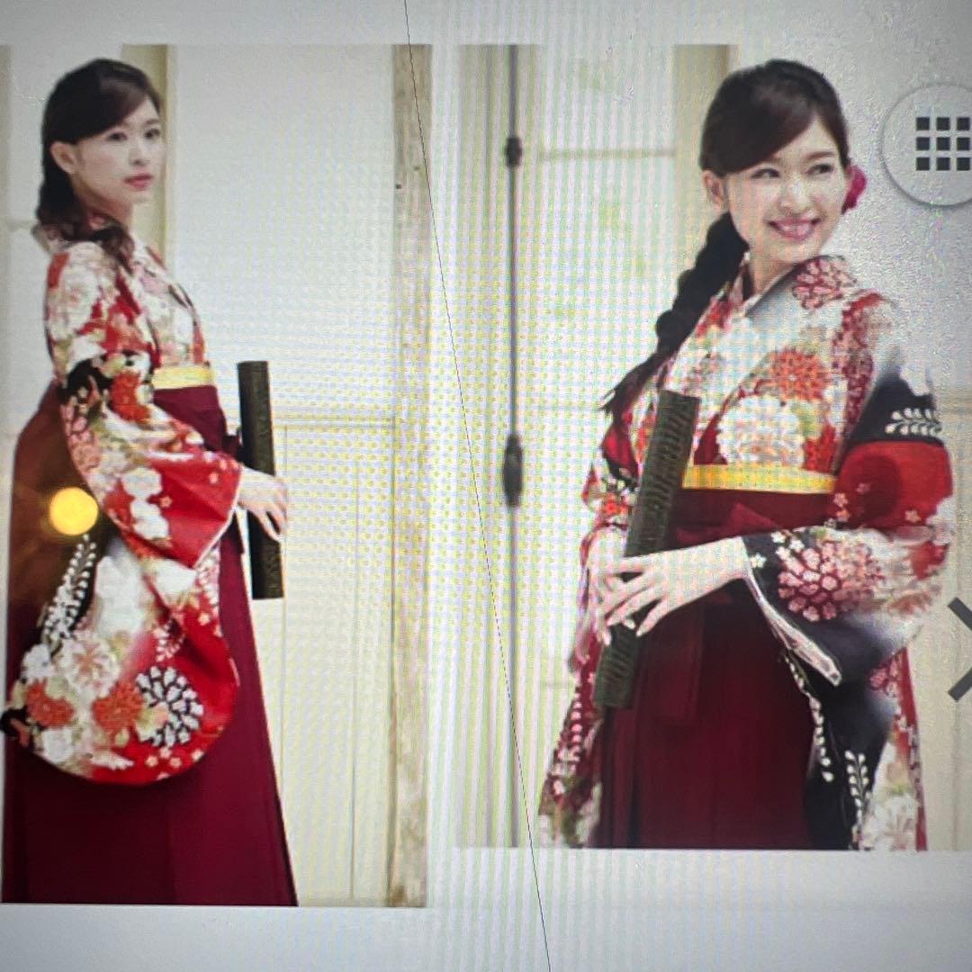 着物 袴 下帯 襦袢 4点セット２尺袖 牡丹桜藤 古典柄 吉祥文様