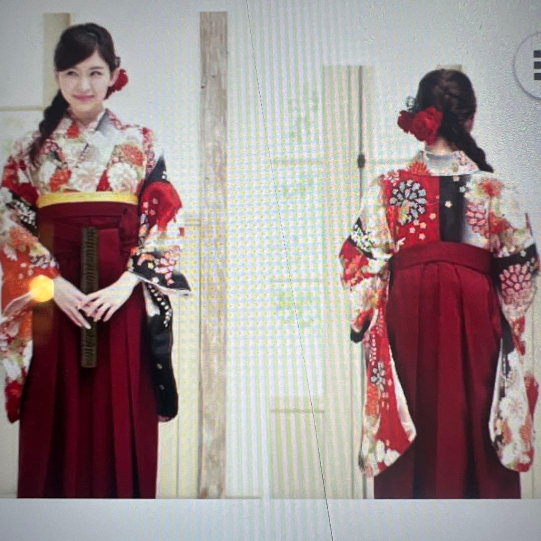 着物 袴 下帯 襦袢 4点セット２尺袖 牡丹桜藤 古典柄 吉祥文様