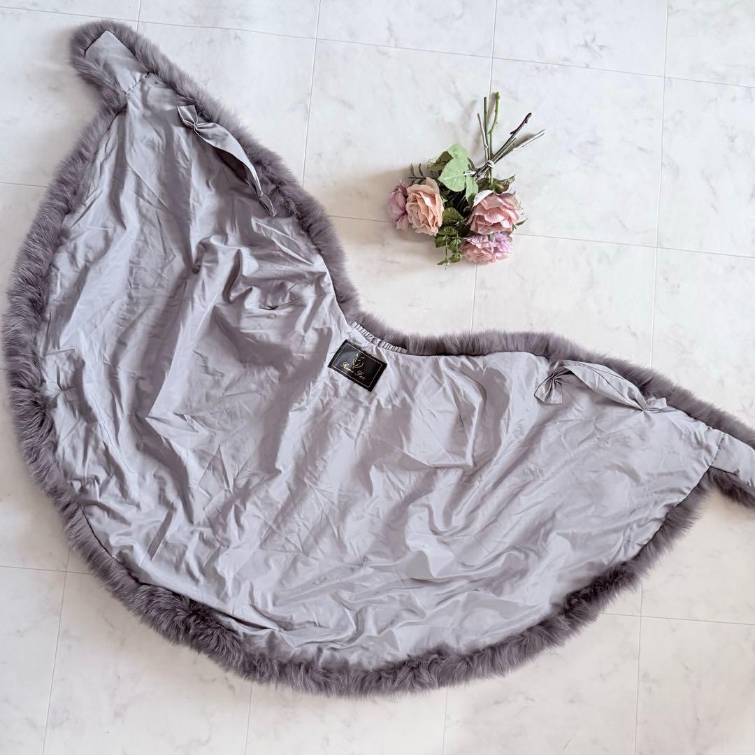 ボリューム◎人気 レオパードミンク×フォックスショール ファーポンチョ ケープ